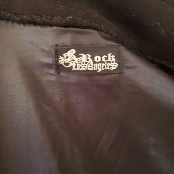 Vintage 90s Black Be Rock Los Angeles Express Long Coat Jacket, S-M - Picture 8 of 16